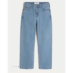 Hollister Wide-Leg Mens Medium Wash Baggy Denim Jeans 32x32 Relaxed Fit Classic